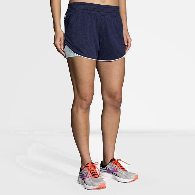 Brooks Rep 3 2-In-1 Womens Running Shorts Ireland Blue (XVDP-14807)